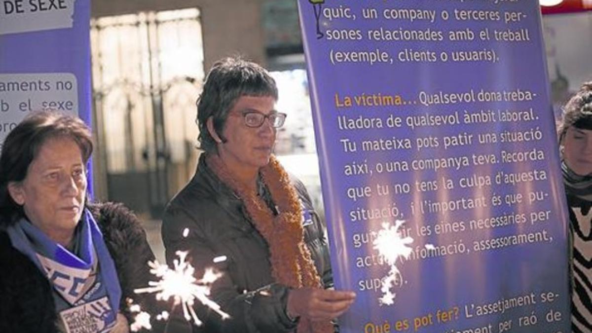 Protesta contra la violencia de género en la plaza de Sant Jaume, en noviembre.