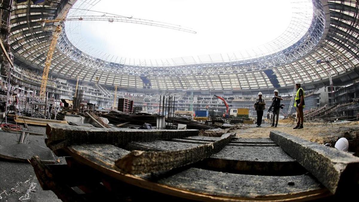 Obras en el estadio de Luzhniki, escenario de la final