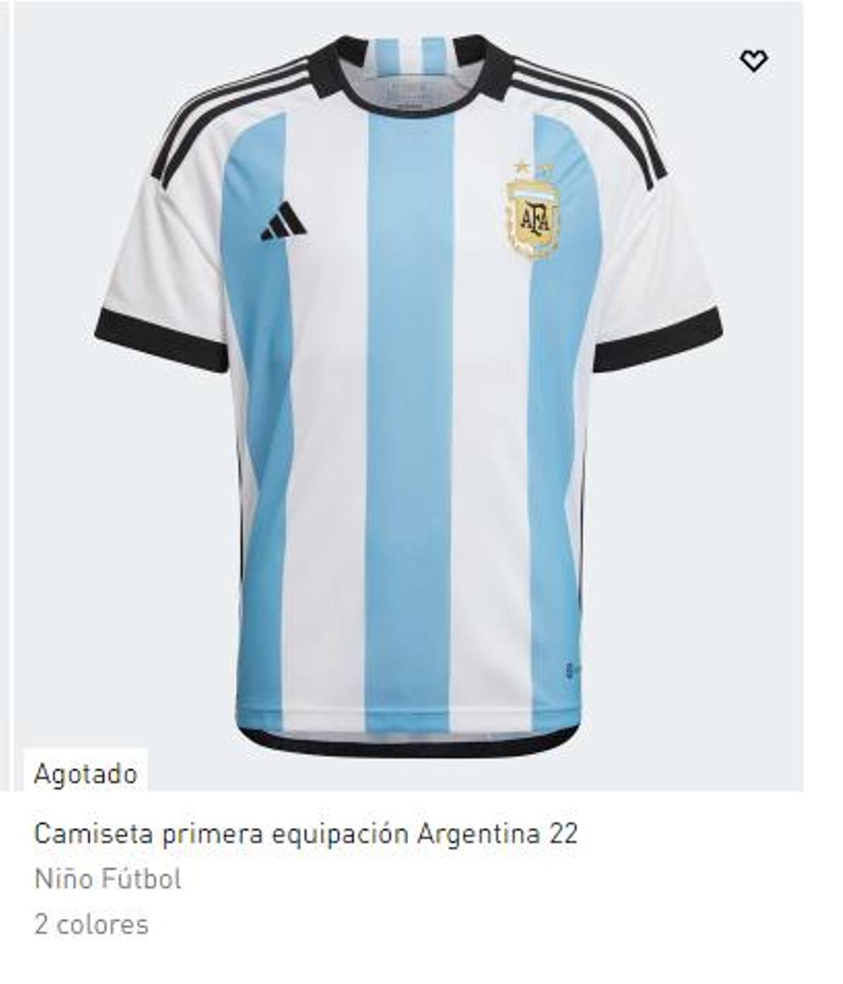 La imagen que se han encontrado miles de aficionados al intentar hacerse con la camiseta de Argentina: agotada