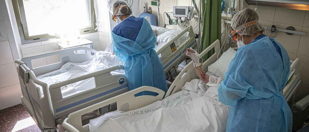 Planta para pacientes de covid en el Hospital Clínic de Barcelona.