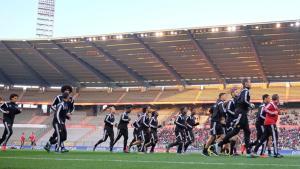 La selección belga entrenando en el Estadio Rey Balduino de Bruselas