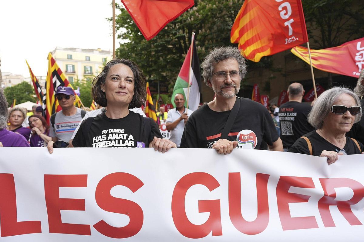 Les imatges de la manifestació de l'1 de maig a Girona