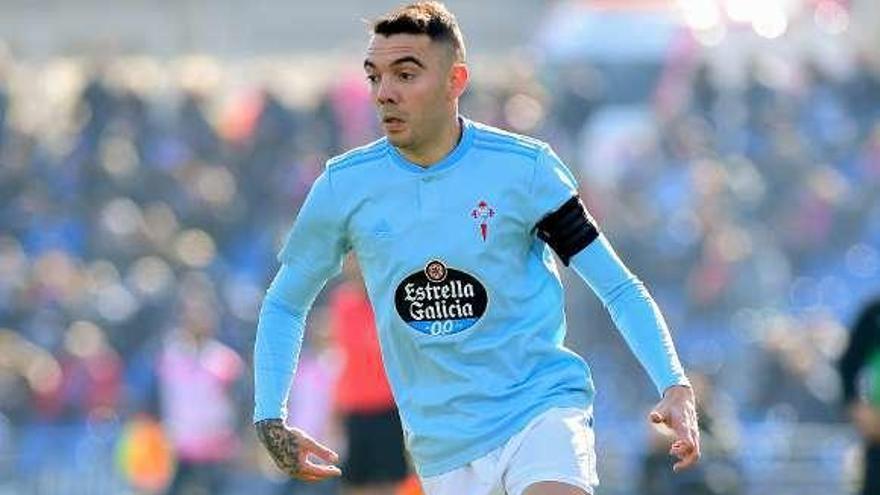 Iago Aspas, durante el encuentro de ayer. // LOF