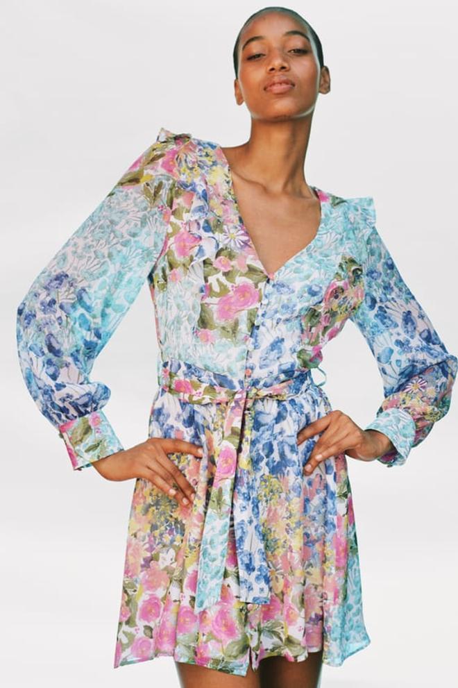 zara vestido estampado flores