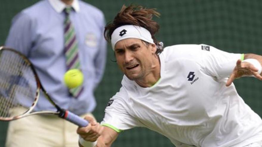 David Ferrer durante un partido de Wimbledon.