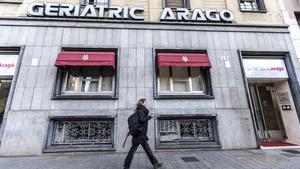 Entrada del Geriàtric Aragò, en Barcelona