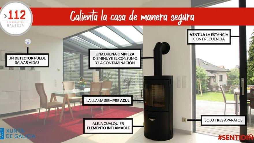 El 112 Galicia ha compartido una infografía con trucos para mantener en buen estado la chimenea