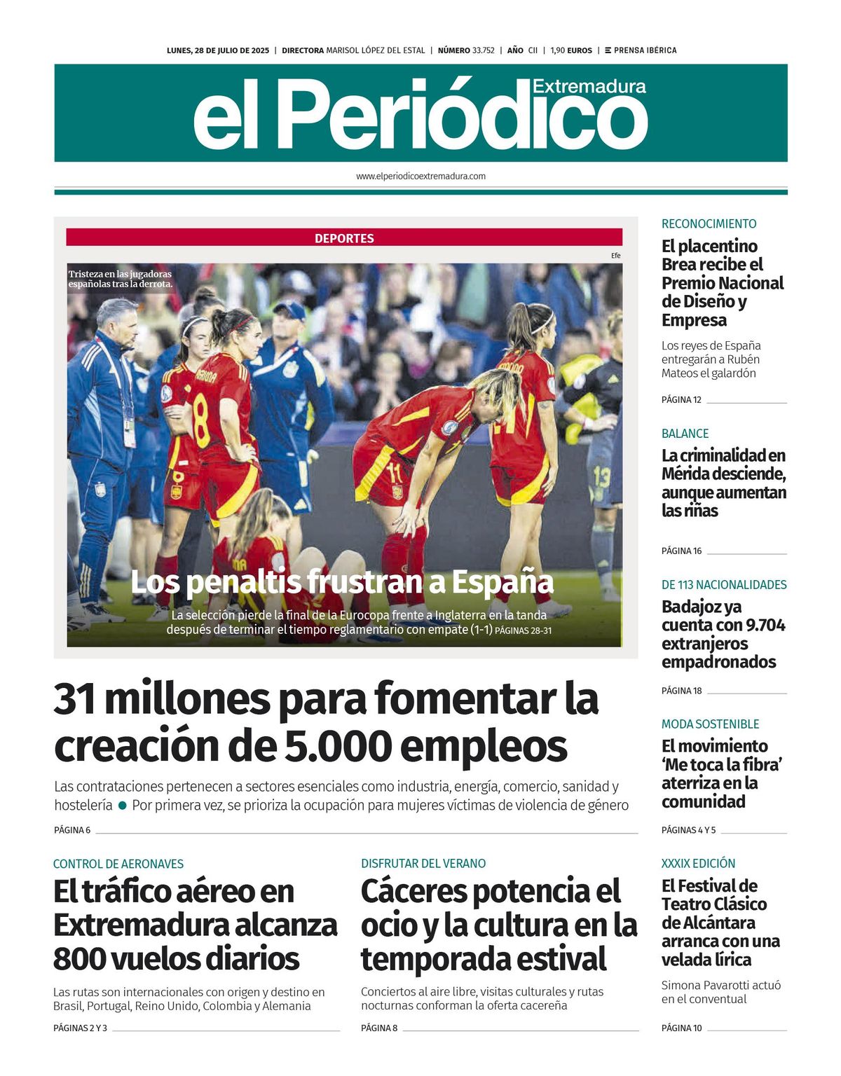 Consulta la portada correspondiente al día 28 de julio de 2025