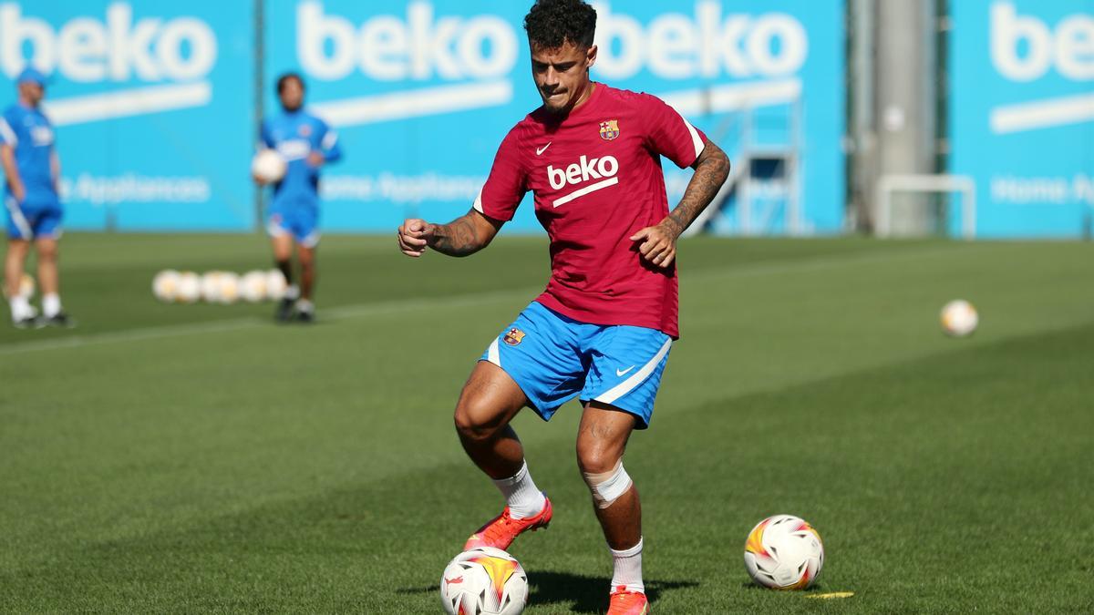 Coutinho, en el entrenamiento de este domingo.