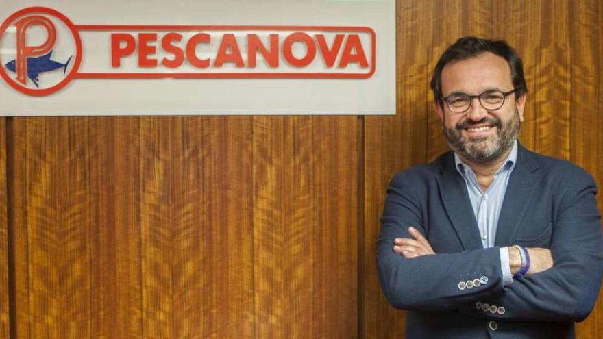 El consejero delegado de Nueva Pescanova, Ignacio González, ayer en la sede de Chapela.