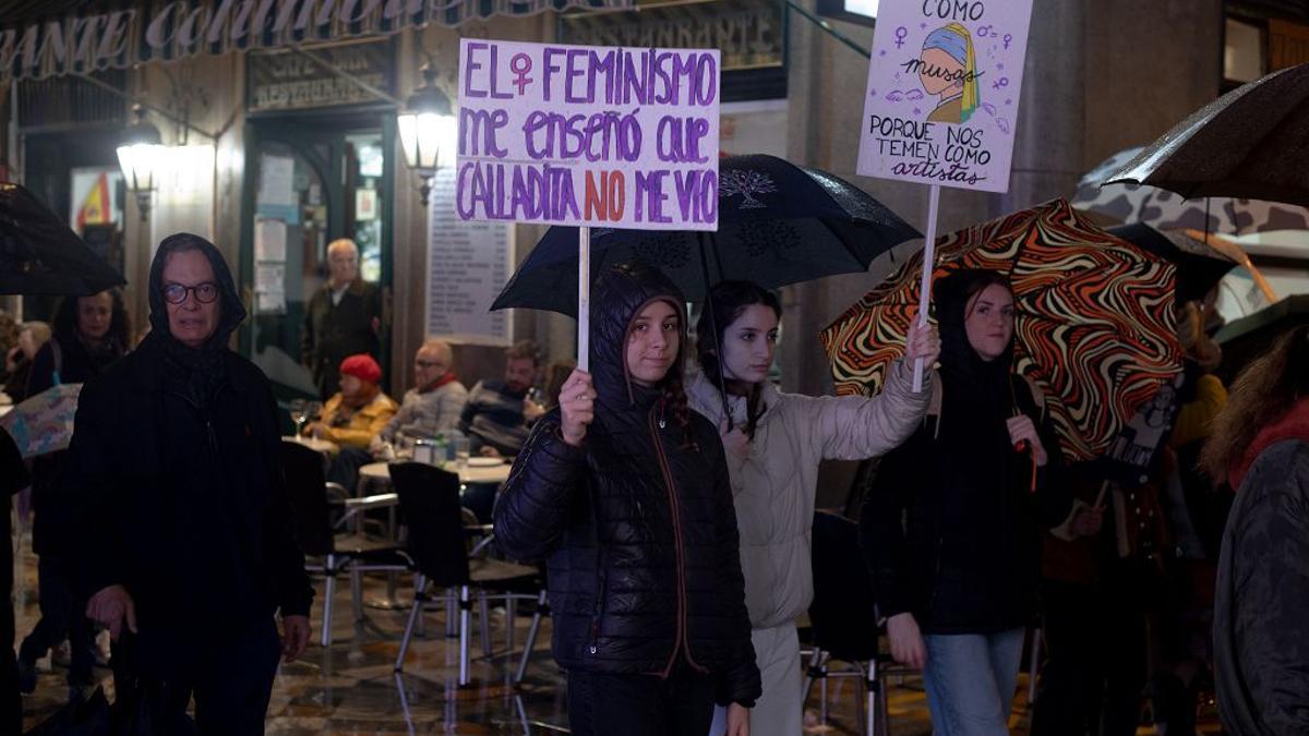 Un momento de la manifestación del 8M en Cartagena.