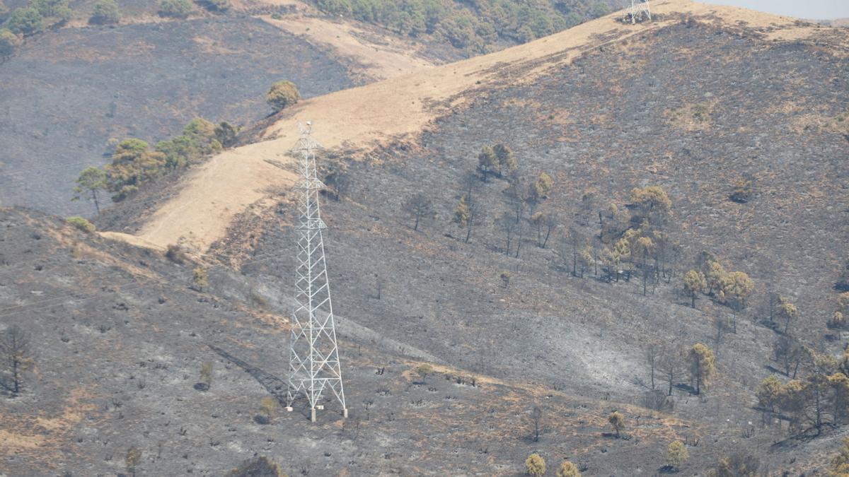 Tercera jornada de trabajos de extinción del incendio en Sierra Bermeja.