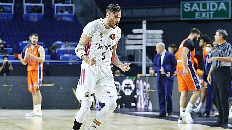 Rudy Fernández celebra una acción positiva en el partido de cuartos.