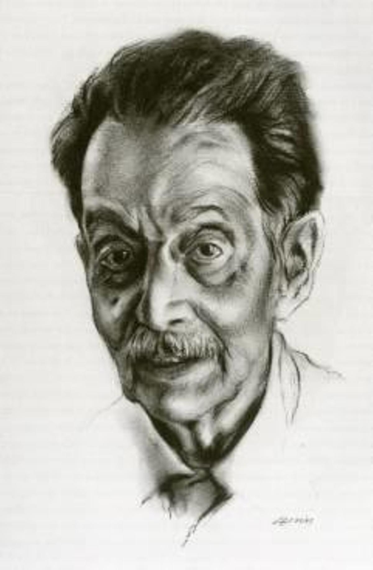 Retrato e ilustración del escritor Enric Valor, obra de Pepe Azorín.