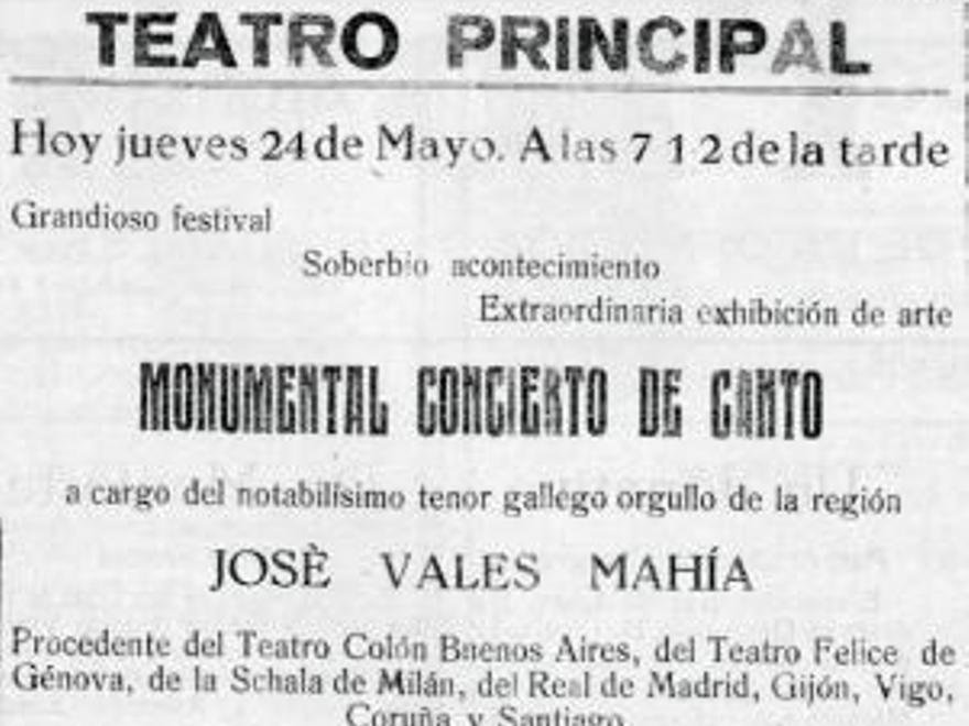 Arriba, anuncio publicado en La provincia, Lugo, 1928. A la derecha, en el Eco de Santiago, en 1932.  | // LA GALICIANA