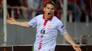 Kevin Gameiro, con la camiseta del Sevilla.