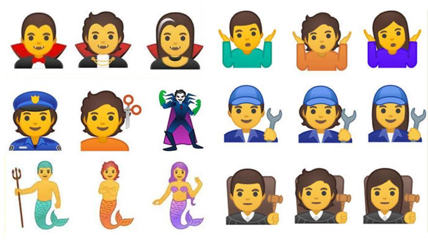 Algunos de los nuevos emojis de Anadroid Q.