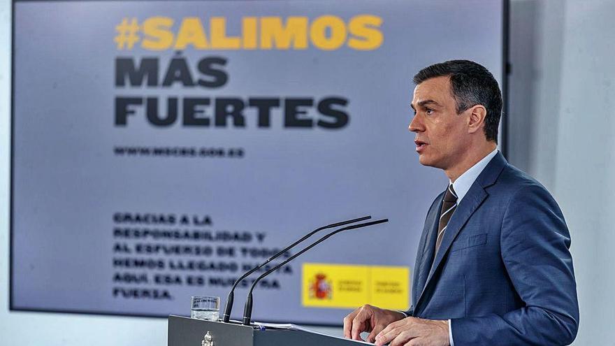 Pedro Sánchez durant la compareixença posterior a la reunió amb els presidents autonòmics