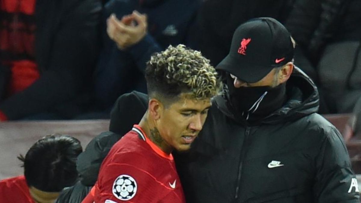 Firmino y Jurgen Klopp, del Liverpool