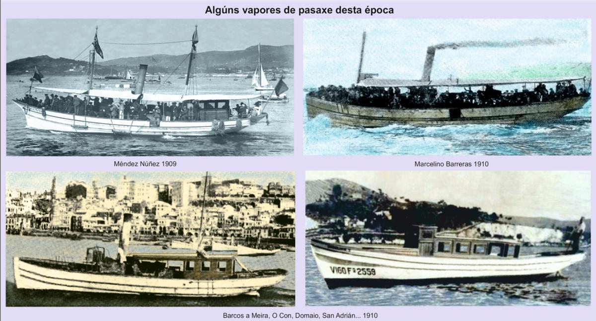 Algúns vapores de pasaxe da época.
