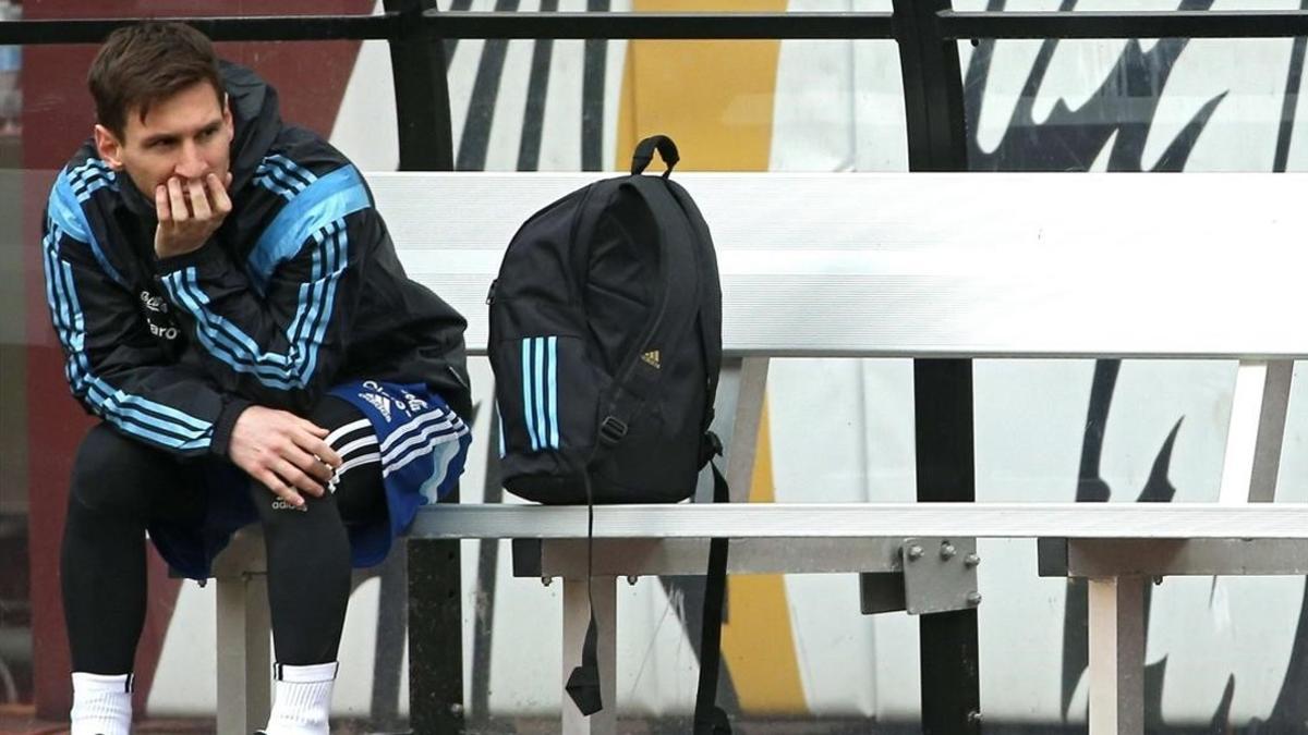 Leo Messi, durante un entrenamiento con Argentina