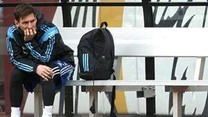 Leo Messi, durante un entrenamiento con Argentina