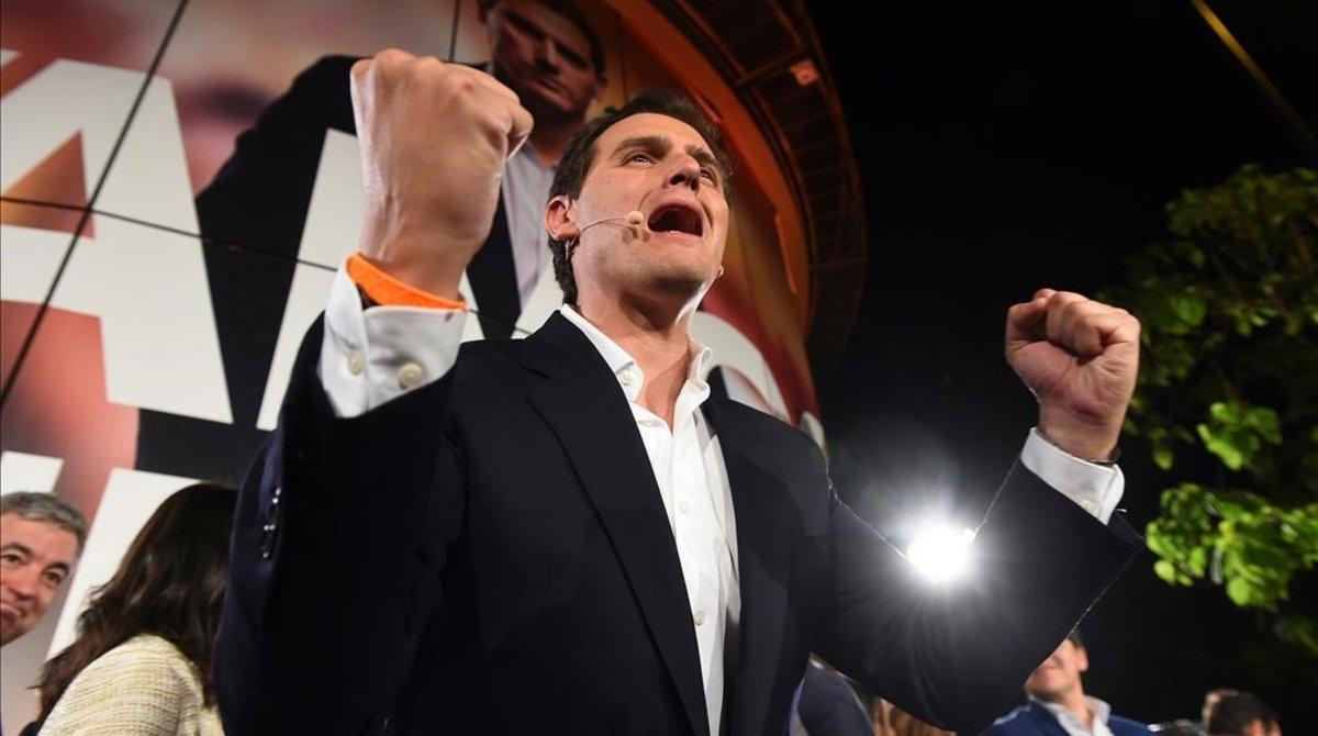 El presidente de Ciudadanos, Albert Rivera, tras conocer los resultados del 28-A. 