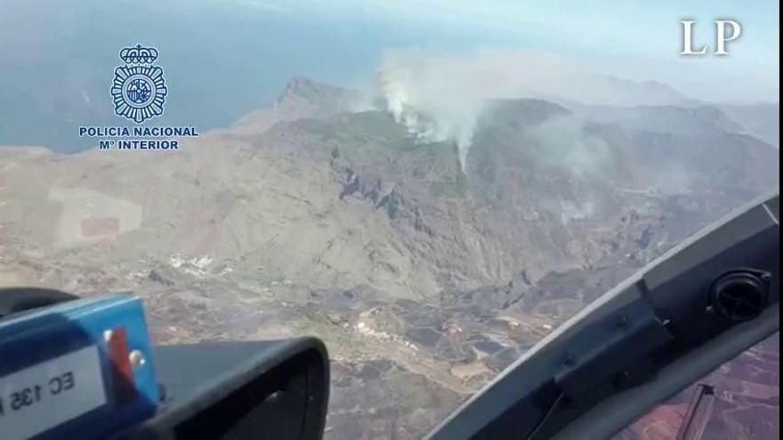 Incendio de Gran Canaria visto desde el helicóptero del CNP