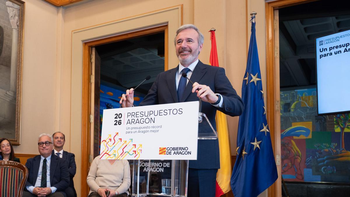 El presidente Jorge Azcón, en la presentación de los presupuestos.