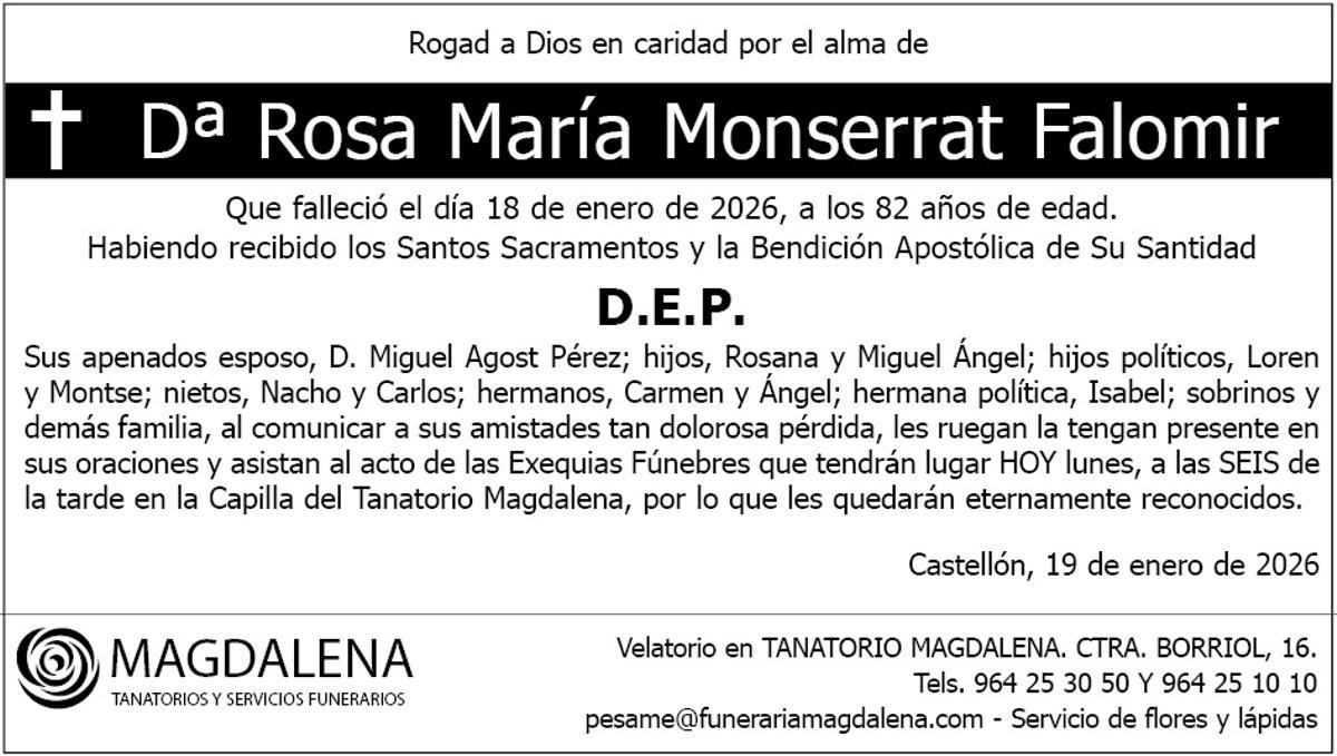 Dª Rosa María Monserrat Falomir