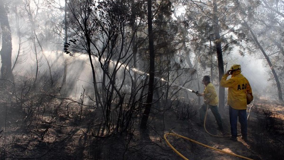 Trabajos de extinción del incendio de Santa Cristina d'Aro (Baix Empordà).