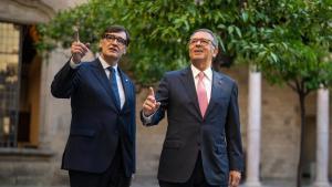 El presidente de Catalunya, Salvador Illa, y el de Portugal, António José Seguro, en el Palau de la Generalitat.