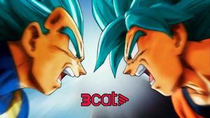 Goku y Vegeta, cara a cara, en la forma de super saiyan blue.
