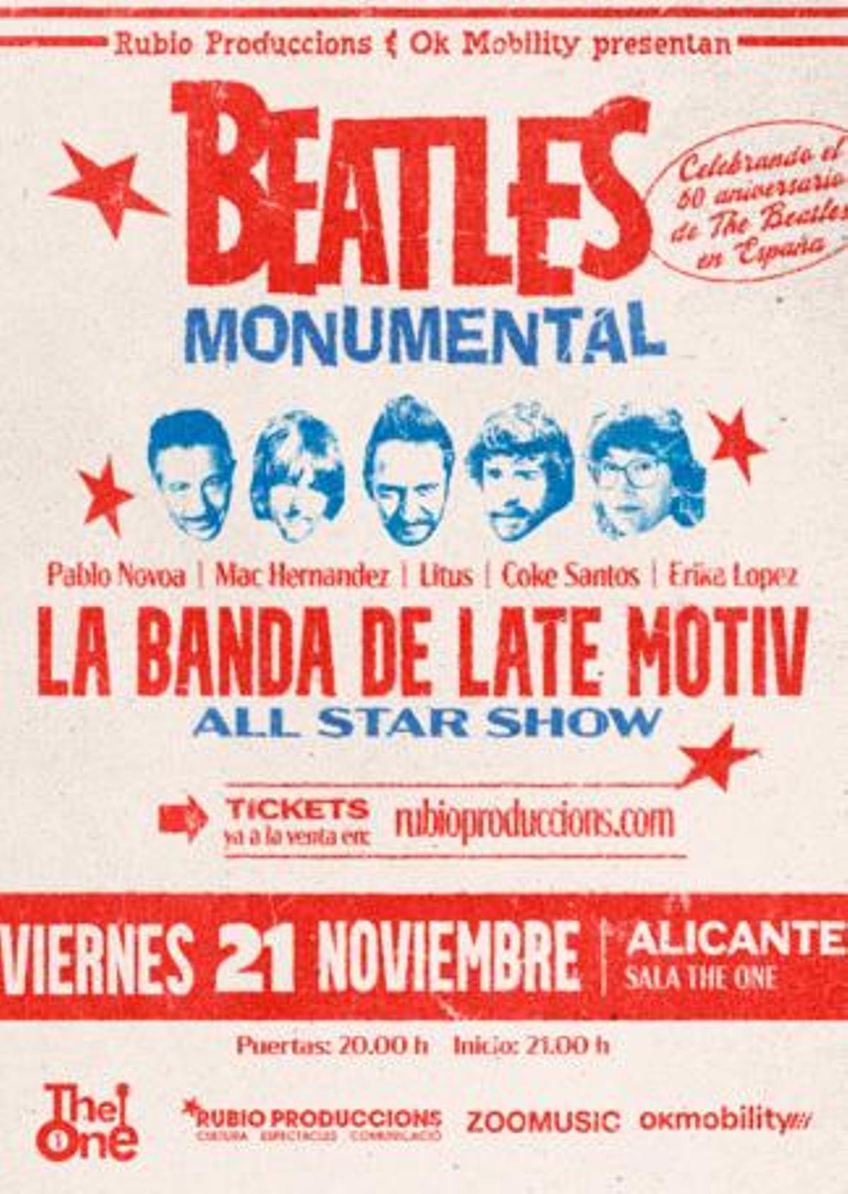 Cartel oficial de la llegada de Beatles Monumental a Alicante