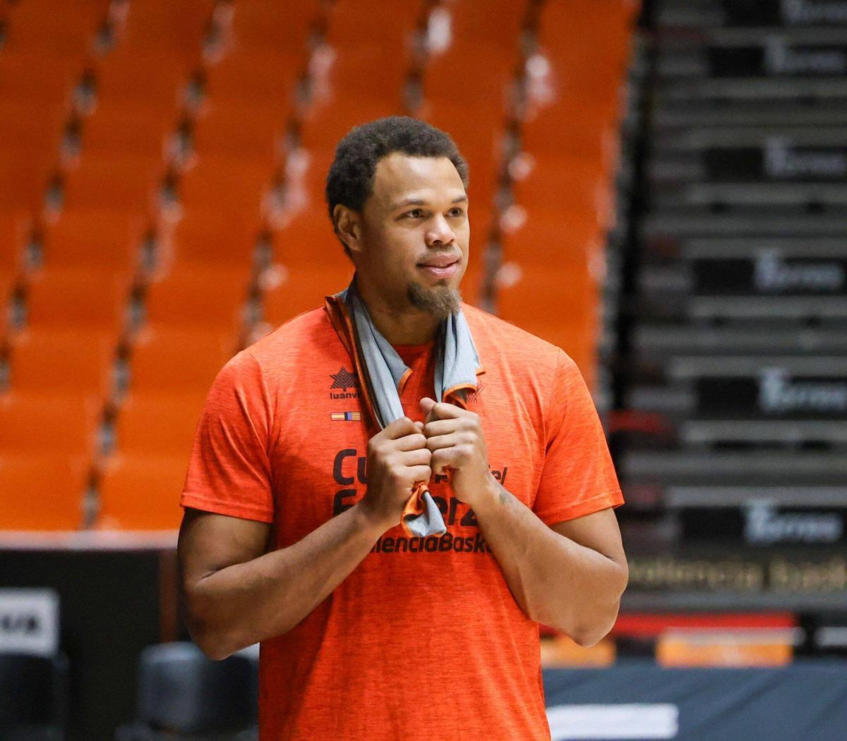 Justin Anderson, en un entrenamiento en La Fonteta