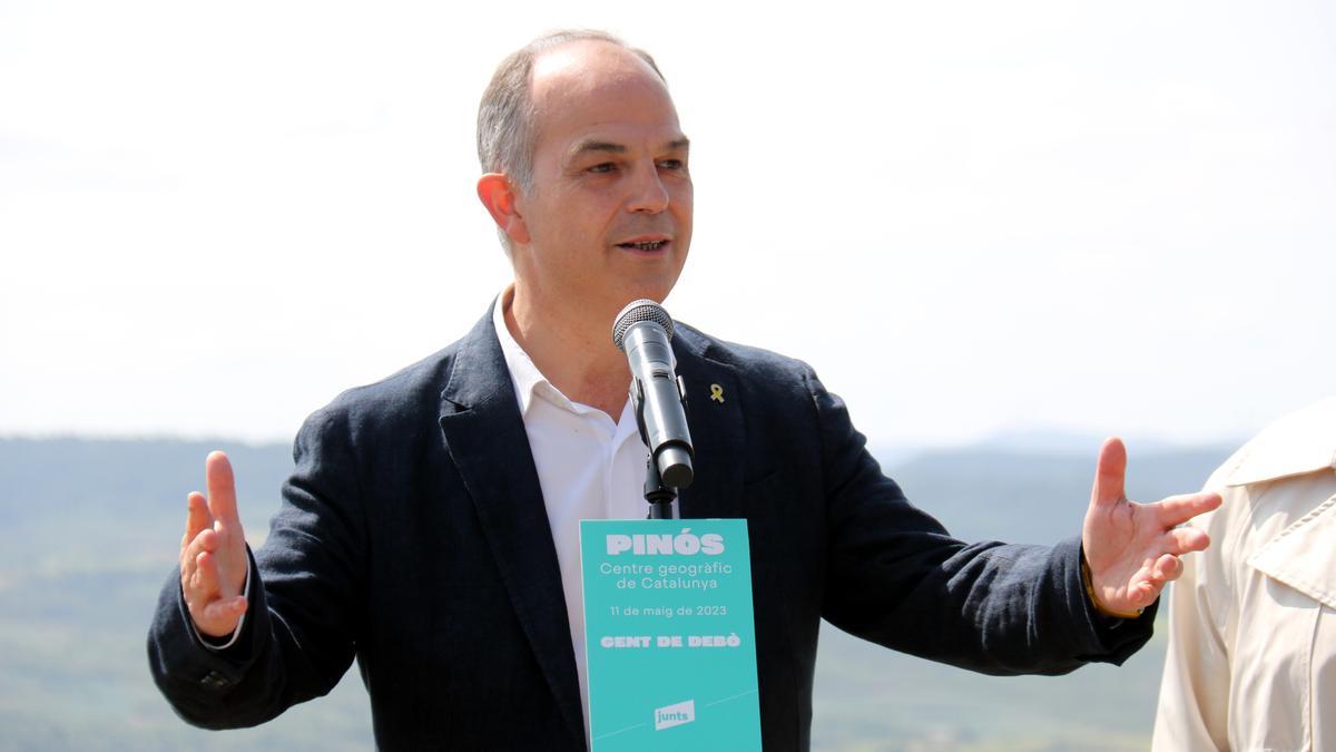 El secretari general de Junts, Jordi Turull, durant l'acte d'inici de campanya a Pinós