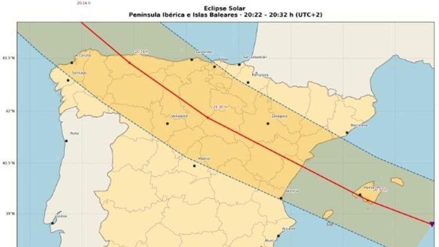 España pone a prueba los puntos de observación del eclipse con algunas nubes a la hora de la puesta de sol