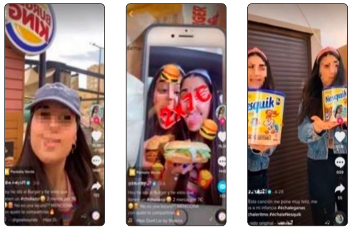 Capturas de pantalla del Consell Català de l’Audiovisual sobre la publicidad engañosa en TikTok / BEUC