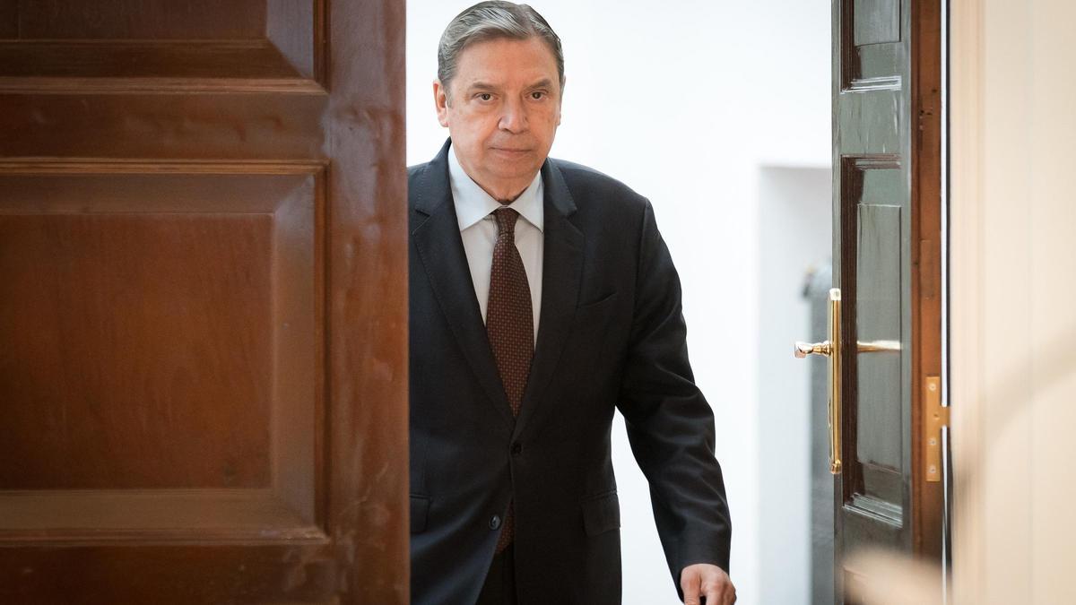 El ministro de Agricultura, Pesca y Alimentación, Luis Planas, ofrece una rueda de prensa tras la detección de seis casos de peste porcina africana en animales silvestres, en la sede del ministerio, a 29 de noviembre de 2025, en Madrid (España).