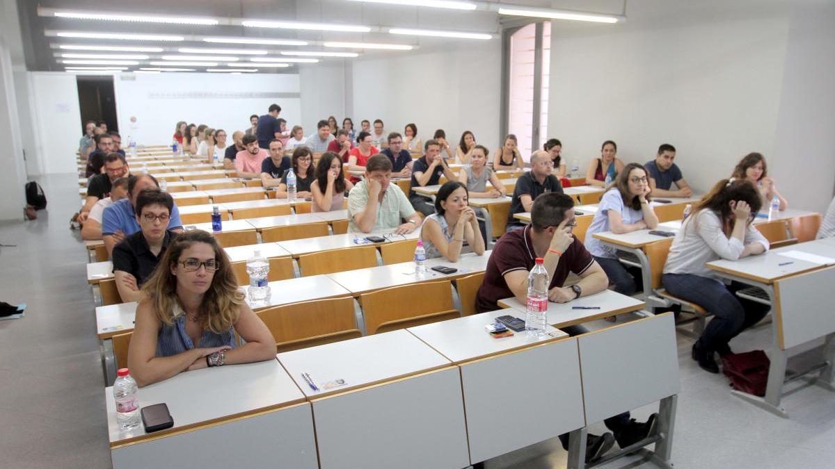 Últimas oposiciones celebradas en 2018, en un aula de Cartagena.