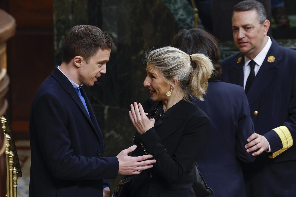 Yolanda Díaz e Iñigo Errejón en el Pleno en el Congreso.
