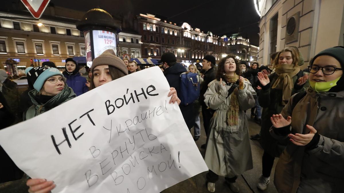 Manifestantes en Moscú