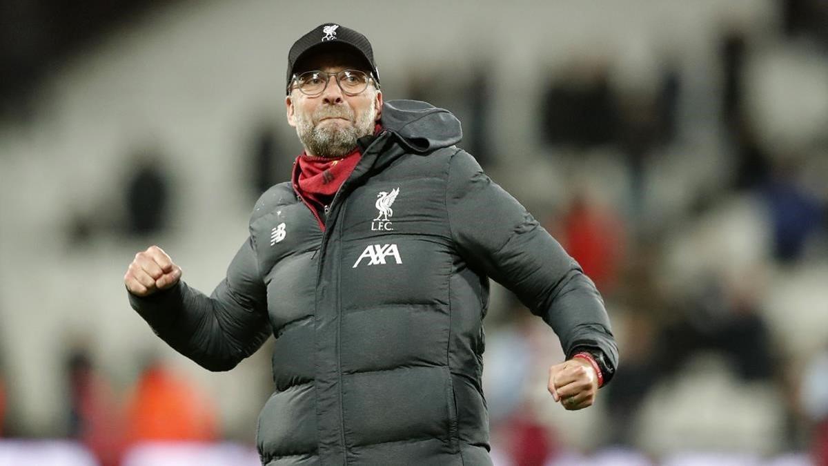 Jürgen Klopp, durante el partido West Ham-Liverpool del 29 de enero del 2020.