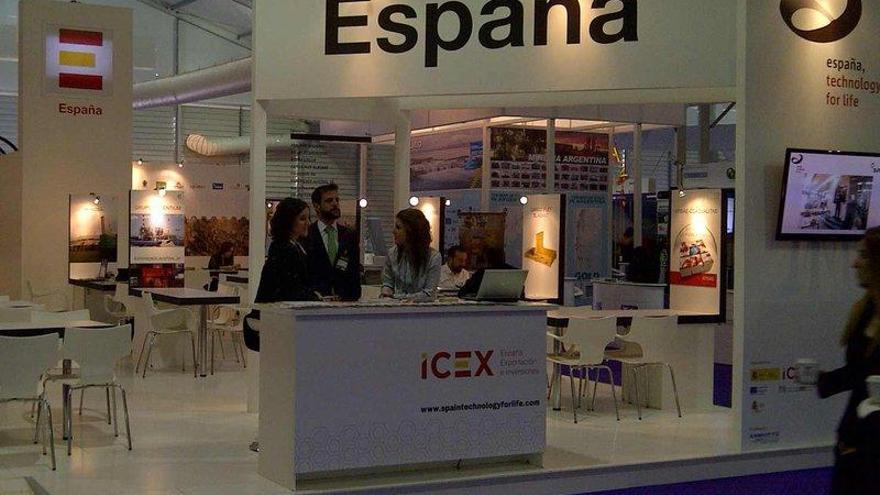 El stand en el que se encuentran las empresas españolas, entre ellas Hunosa, en Expomin.