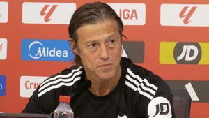 Matías Almeyda en una rueda de prensa como entrenador del Sevilla FC.