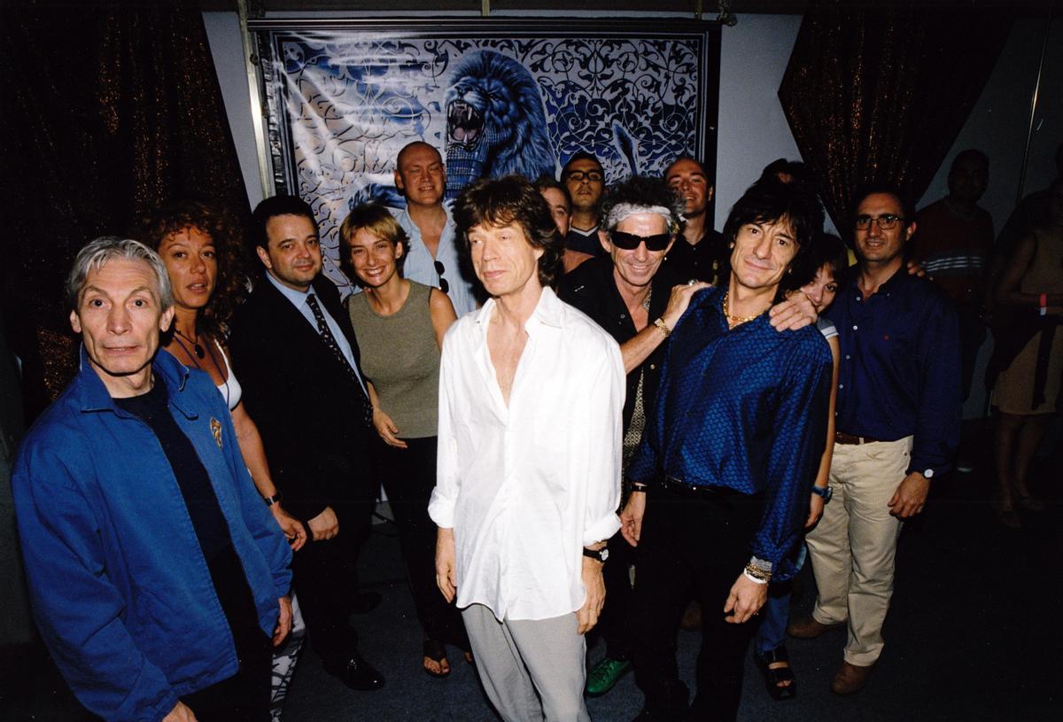 Los Rolling Stones, con Merino (tercero por la izda.) durante una parada española de la gira Bridges to Babylon.