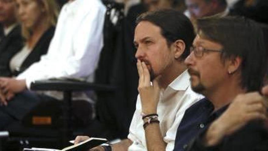 El líder de Podem, Pablo Iglesias, durant la conferència.