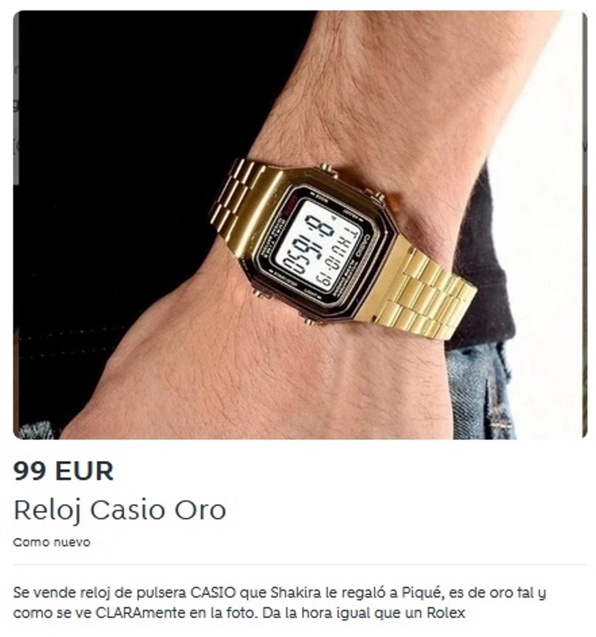 Anuncio de un Casio de oro.