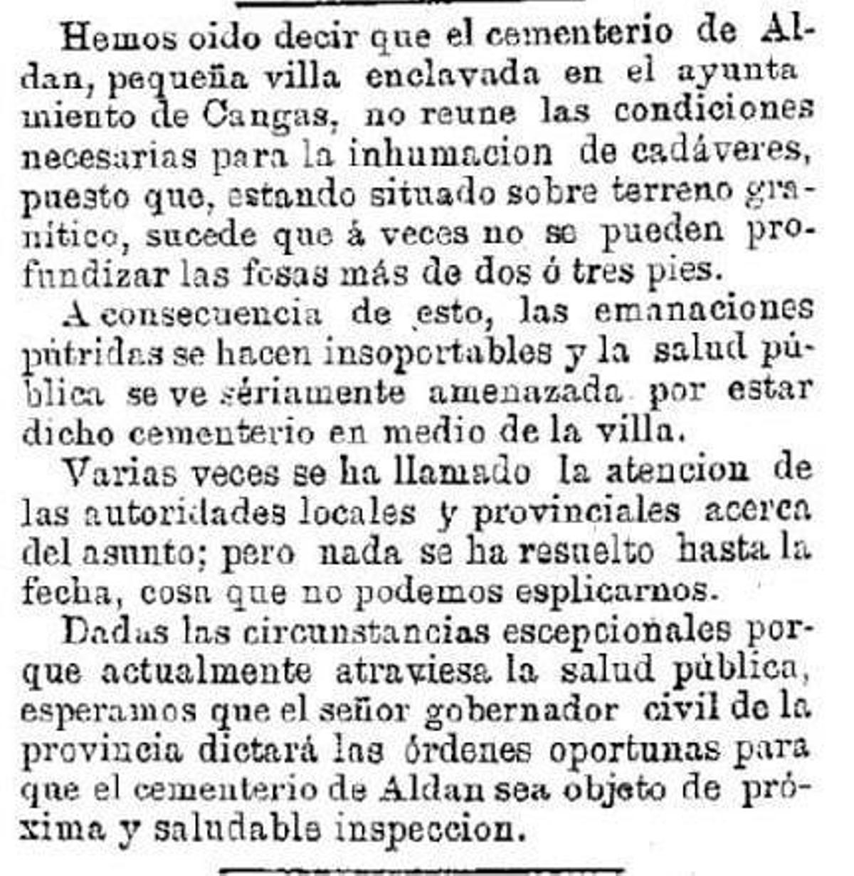 A nova igrexa de Aldán e a caída do campanario