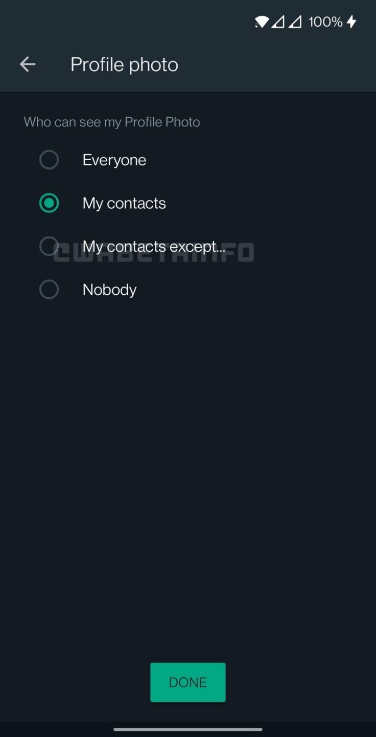 WhatsApp está probando implementar la opción de seleccionar quién puede ver nuestra foto de perfil.